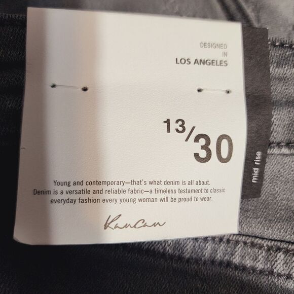 KanCan Heidi Mid Rise Flare Light Gray Released Hem Jeans Size 13/30 - Picture 5 of 6